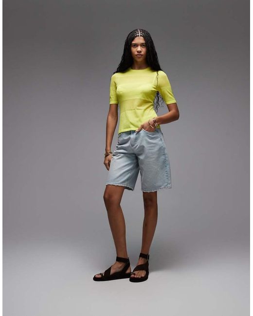 & Other Stories Yellow Crew Neck Thin Knitted T-shirt