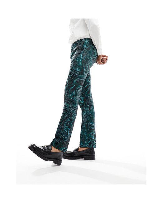 Twisted Tailor Blue Adichie Marble Suit Trousers for men