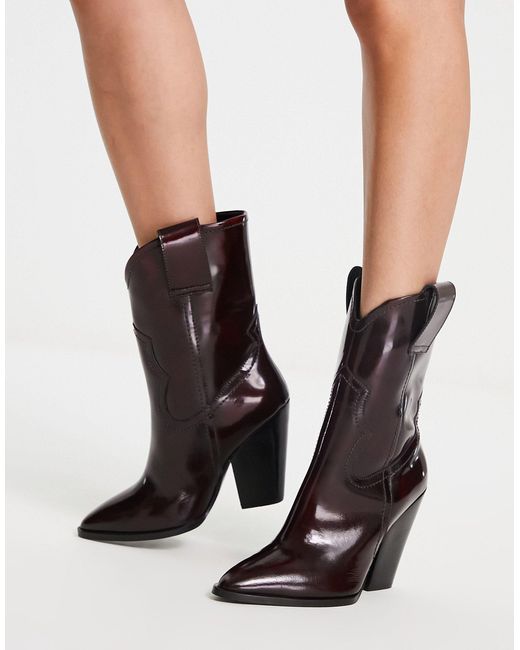 asos region leather mid heel boots