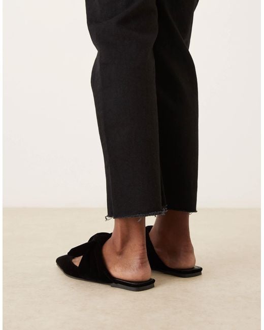 Asos Design Wide Fit Black Lunar Bow Detail Mules