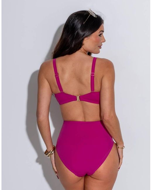 Pour Moi Purple Madrid Plunge Bikini Top