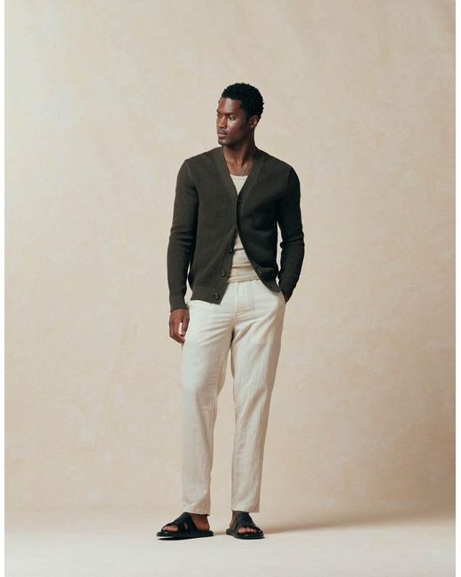Mango Black Cotton Mix Waffle Knit Long Sleeve Cardigan for men