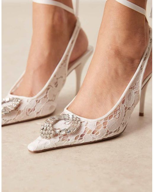 ASOS Natural Pascha Trim Detail Tie Leg Snipped Toe Court Shoes