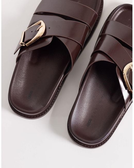 ASOS Brown Freeway Double Strap Slides