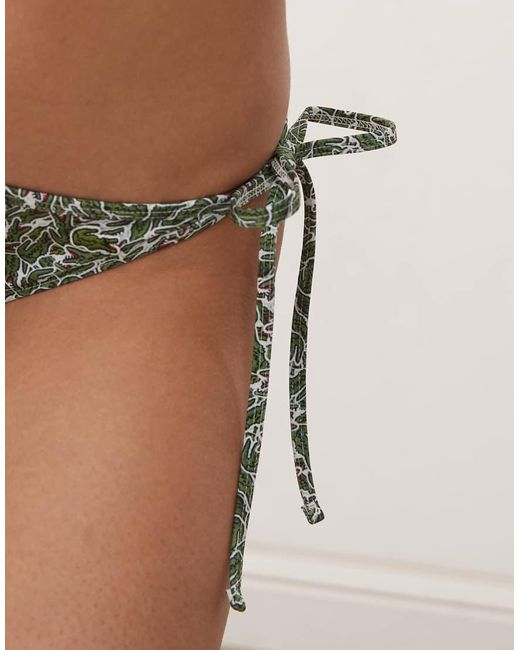Lacoste Natural Co-ord Bikini Bottoms With All Over Croc Print