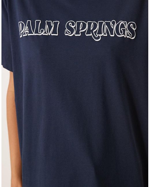 ASOS Blue Regular Fit T-shirt With Palm Spring Graphic