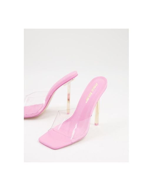 Amaze - sandales transparentes style mules à talons Public Desire en coloris Pink