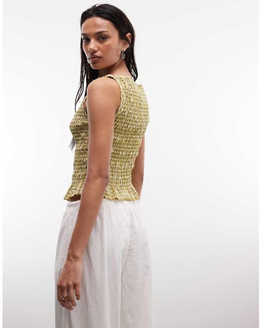 Daisy Street Yellow Shirred Sleeveless Top