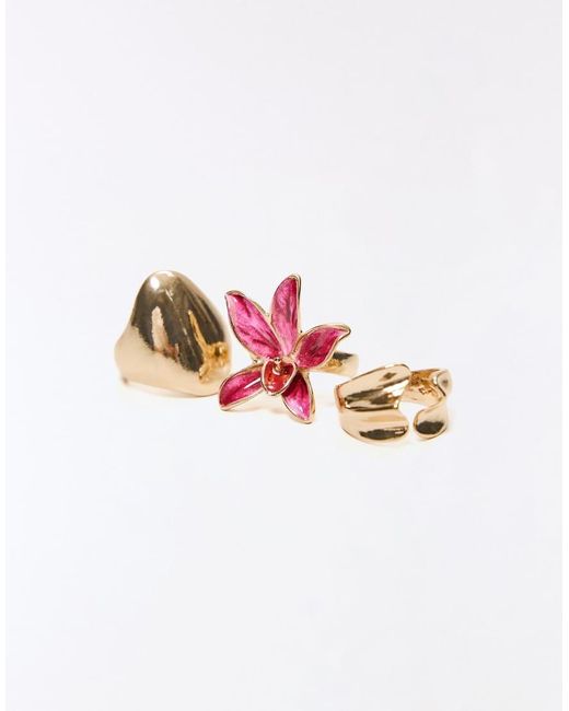 Bershka Metallic Pack Of 3 Rings