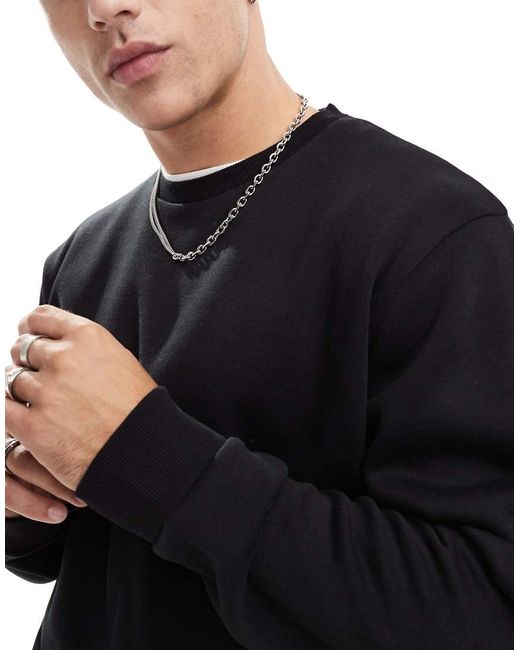 Felpa Oversize Girocollo Nera di JJ Rebel in Black da Uomo