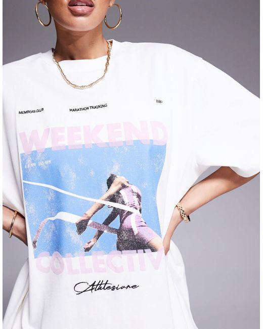 ASOS Blue Weekend Collective Tshirt Co-ord With Runner Graphic