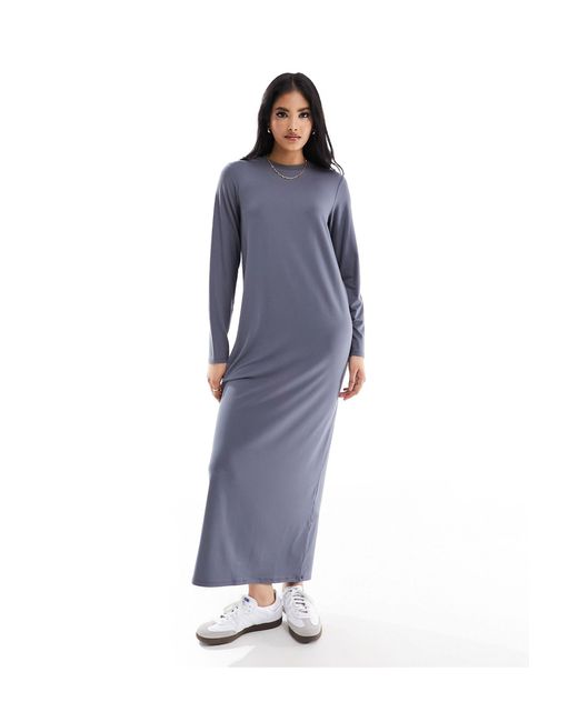 ASOS Blue Long Sleeve Maxi T-shirt Dress