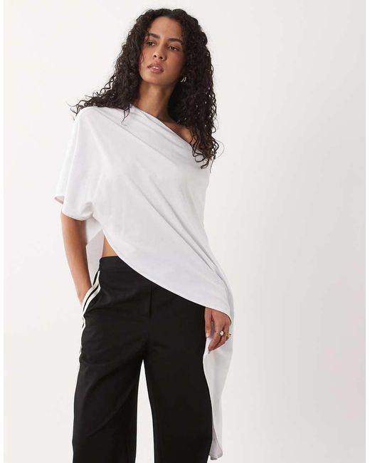 ASOS White Asymmetric Cape Style Top