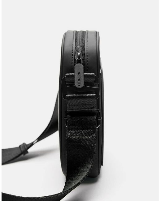 Pull&Bear Black Rubberised Crossbody Bag for men