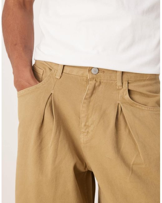 ASOS Natural Super baggy Trouser With Pleat Detail for men