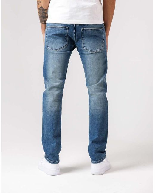 French Connection Blue Cotton Slim Fit Stretch Denim Jeans for men