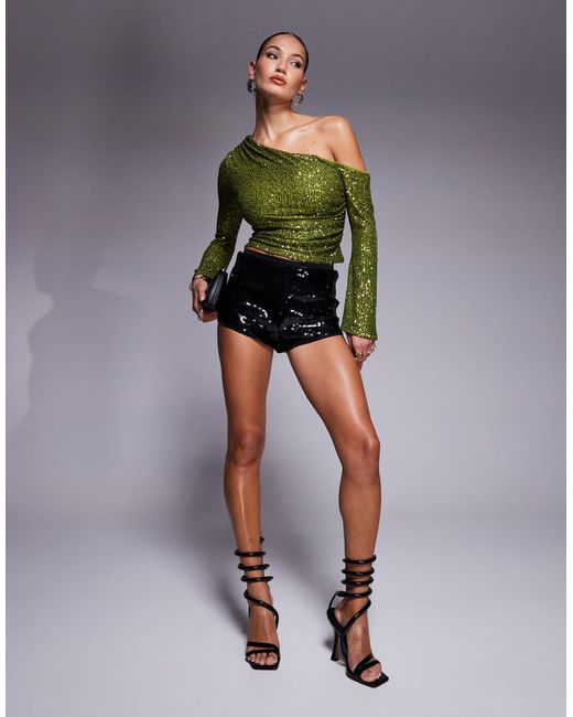 Short moulant à sequins ASOS en coloris Green