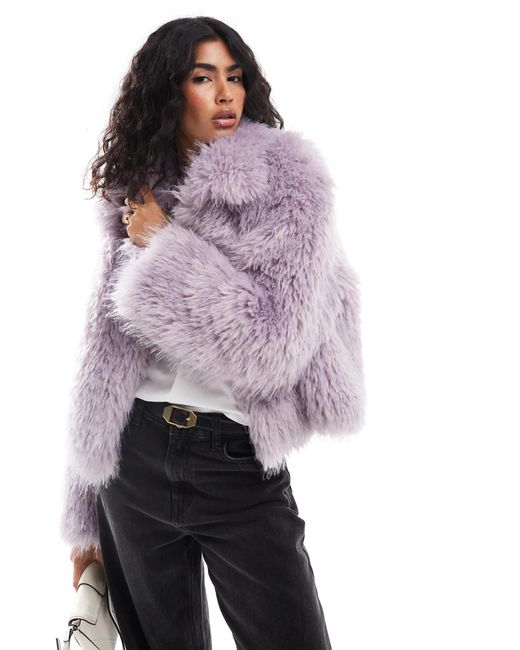 Bershka Purple shaggy Faux Fur Jacket