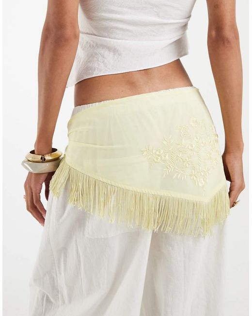 Motel Yellow Sanela Fringe Hem Sarong