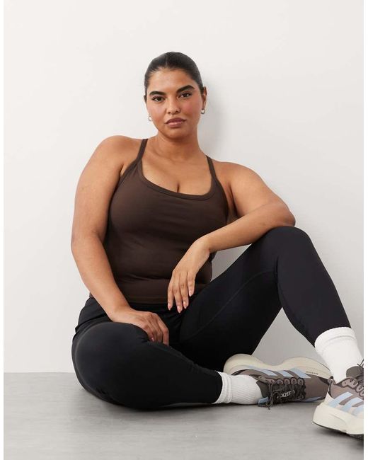 4505 Black Curve Icon Soft Touch Yoga Cami With Inner Bra And Adjustable Straps