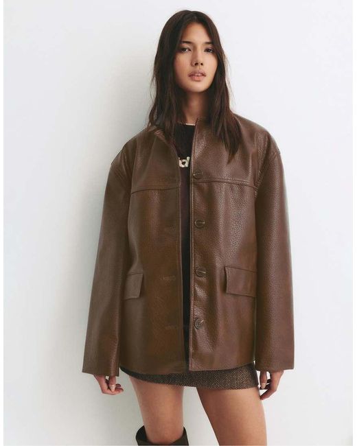 Pull&Bear Brown Faux Leather Jacket