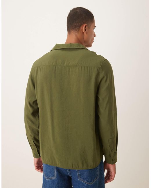 ASOS – strukturiertes relaxed fit hemd in Green für Herren