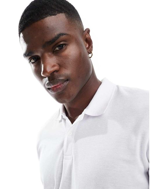 Jack & Jones White Pique Polo for men