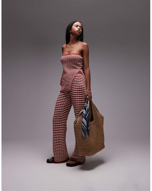 TOPSHOP Gray – gestreiftes, trägerloses strickoberteil