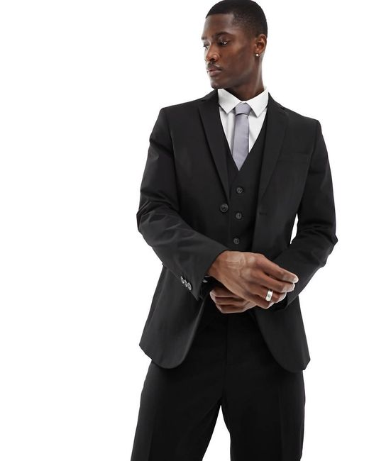 SELECTED Black Slim Fit Suit Jacket for men