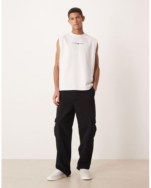ASOS White Circular Design Collection Super Heavyweight Oversized Tank With City Graphic for men