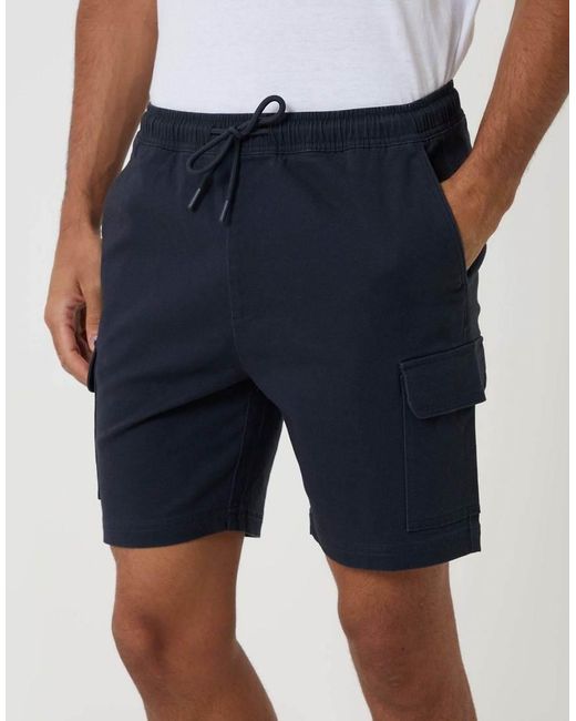 Threadbare Blue Shorter Length Stretch Cargo Shorts for men