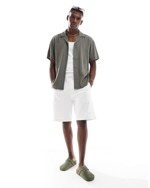 Only & Sons Gray Short Sleeve Linen Textured Shirt for men