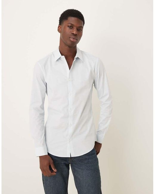 ASOS White Skinny Poplin Shirt for men