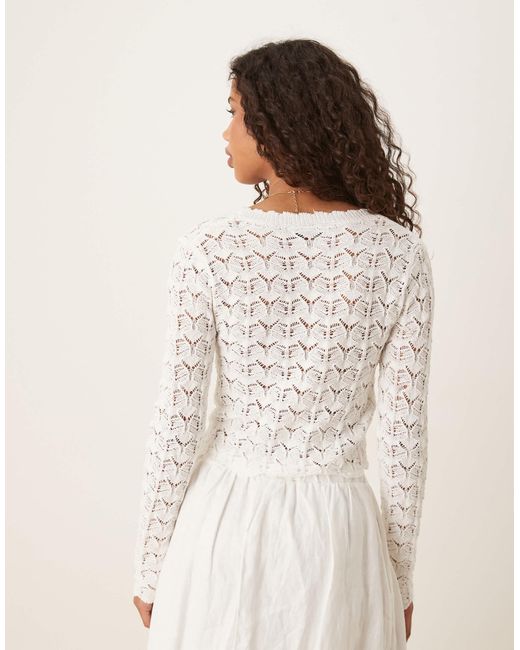 Mango White – gehäkelte strickjacke