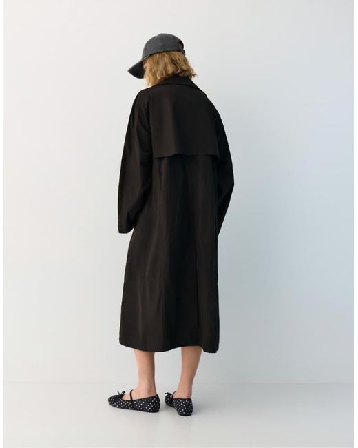Pull&Bear Black Lightweight Oversize Trench Coat