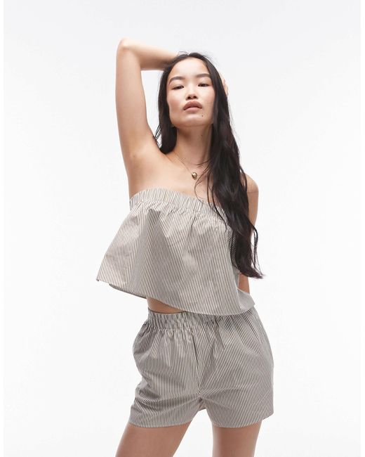 TOPSHOP White – trägerloses baumwoll-oberteil