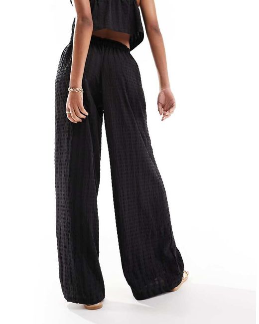 esmé studios Black Esmee Exclusive Beach Textured Wide Leg Trouser Co-ord