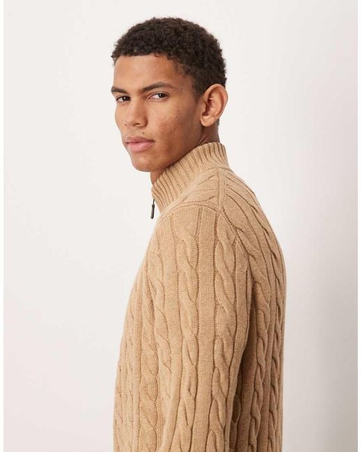 Polo Ralph Lauren Blue Driver Icon Logo Cotton Cable Half Zip Knit Jumper for men