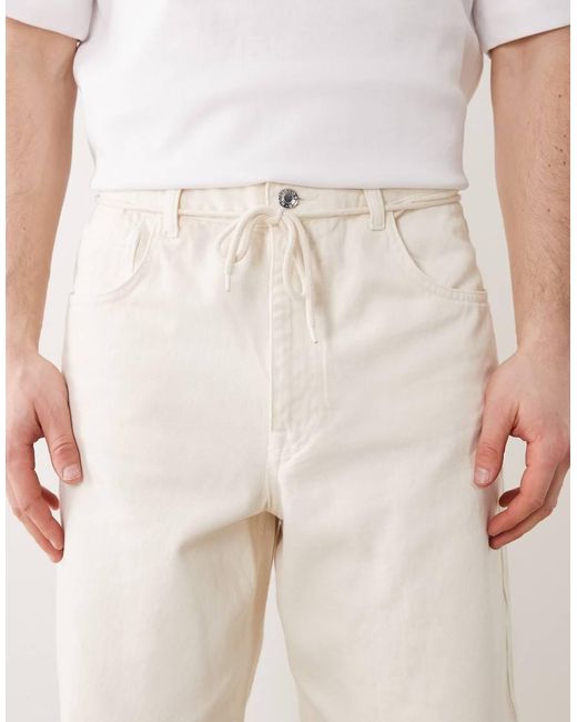ASOS White Loose Straight Trousers On Ecru With Belt for men