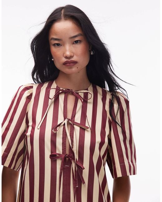 & Other Stories White Mini Dress With Drop Waist And Tie Front