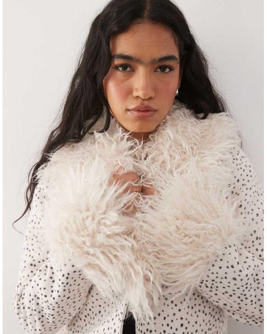 Monki Pink Faux Fur Wool Mix Jacket