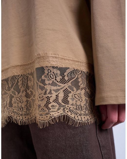 TOPSHOP Natural Lace Trim Oversized Skater