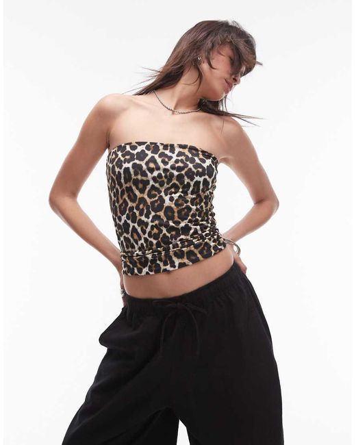 TOPSHOP Black Leopard Print Bandeau