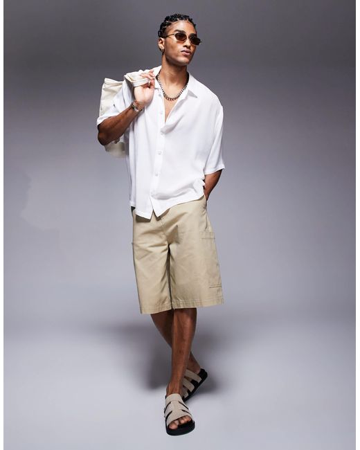 Chemise oversize à manches courtes - blanc-pas ASOS pour homme en coloris White