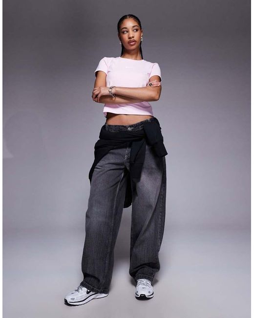 Nike Gray Gym Life Swoosh Cropped T-Shirt