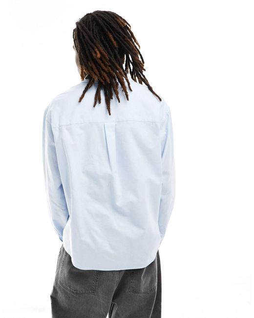 Camicia squadrata a maniche lunghe di Bershka in White da Uomo