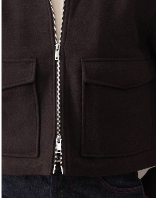 Monki Black Short Collared Jacket With Wool