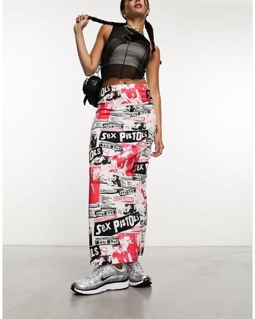 ASOS White Midi Skirt Co-ord With Sex Pistols Licence Graphic