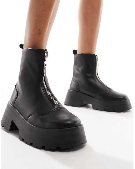 Schuh Black Arnold Zip Front Chunky Chelsea Boots