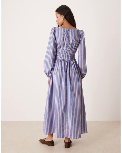 Glamorous Purple Cinched Waist Balloon Sleeve Maxi Dress